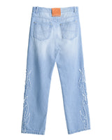 Unisex Frayed Flame Jeans Straight