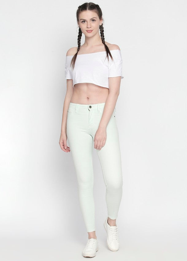 Shop Green Non Denim skinny fit trousers for women