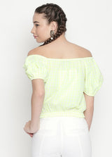 Smocked Waist Top With Gathered Puff Sleeve