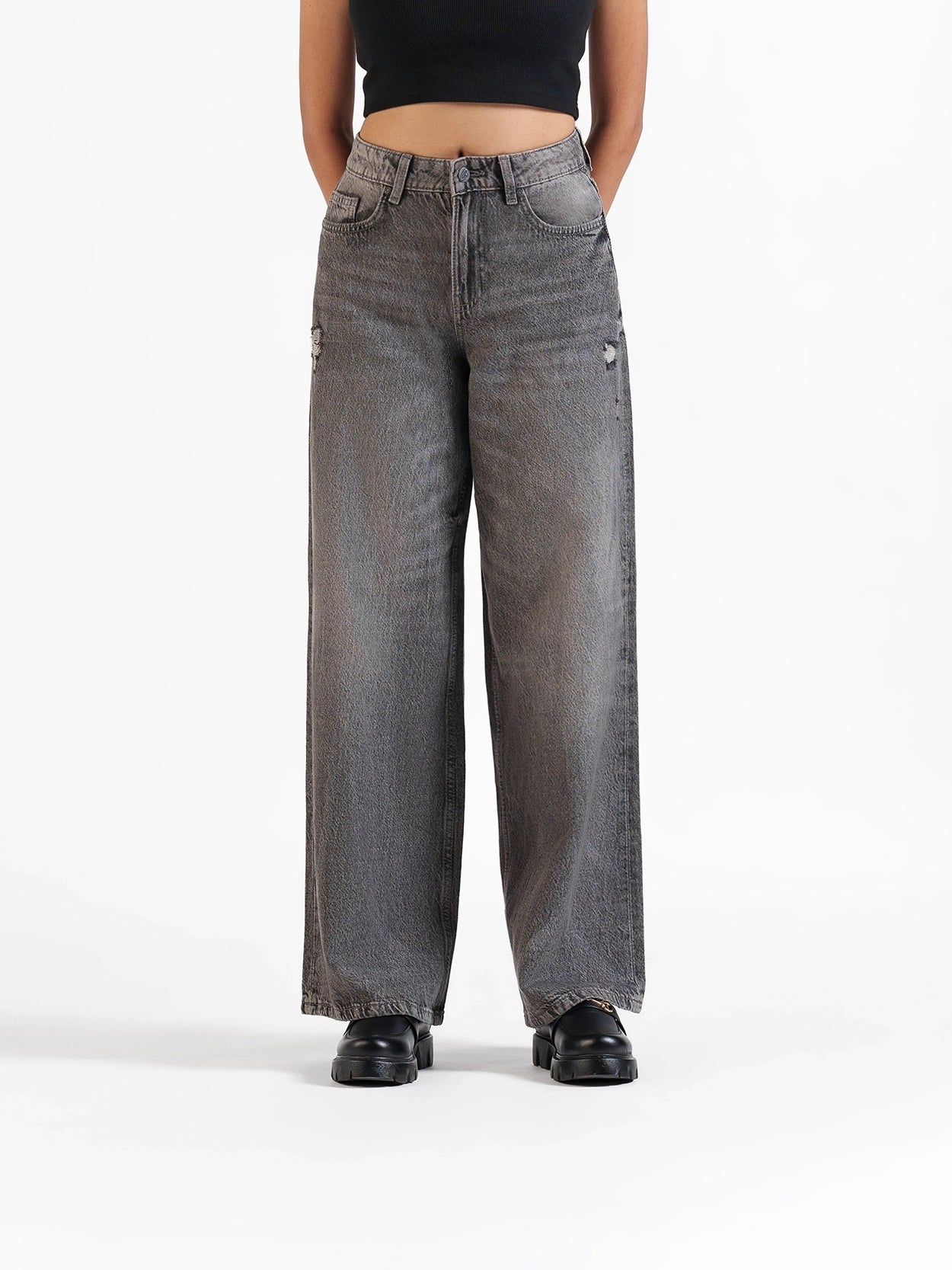 Wide Leg Jeans Grey