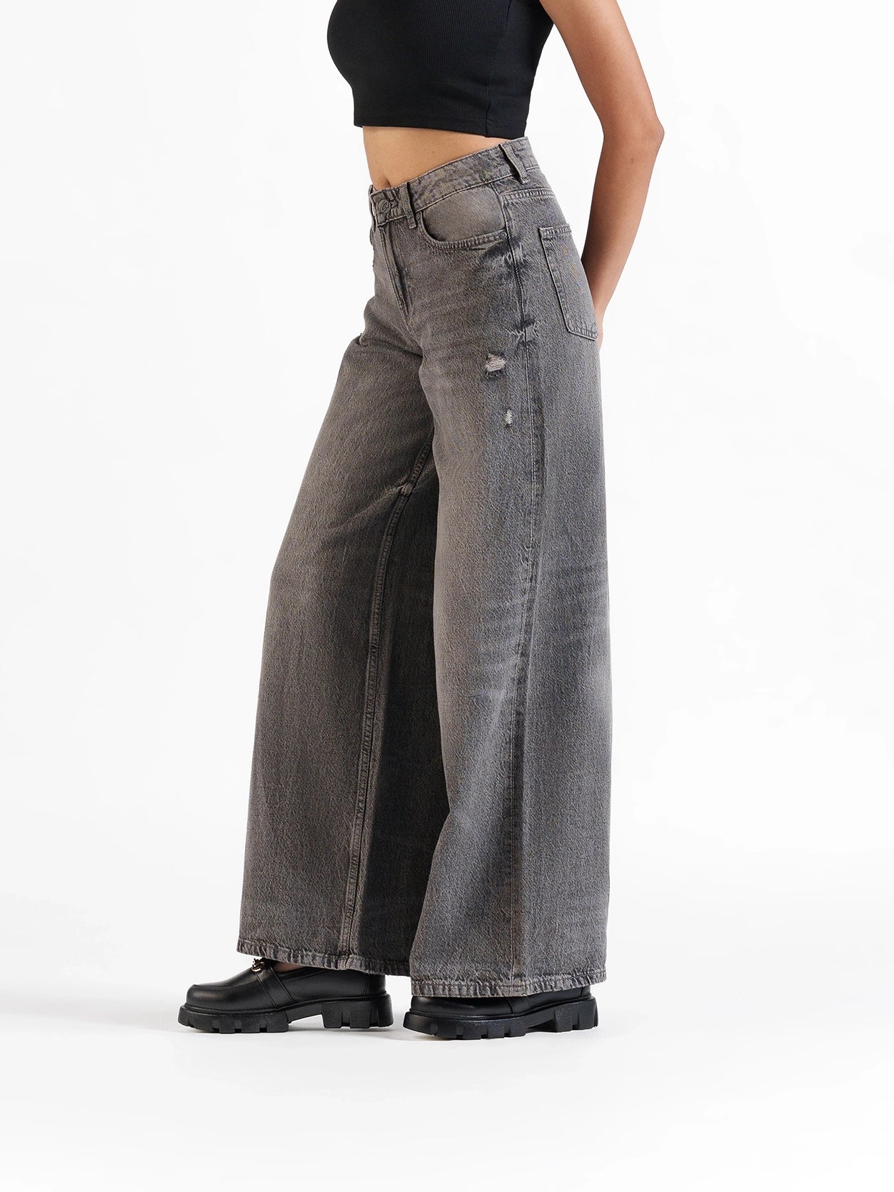 Wide Leg Jeans Grey