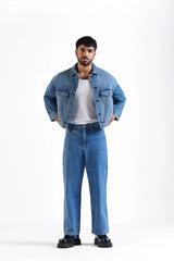 Basic Straight Jeans Mid-Blue