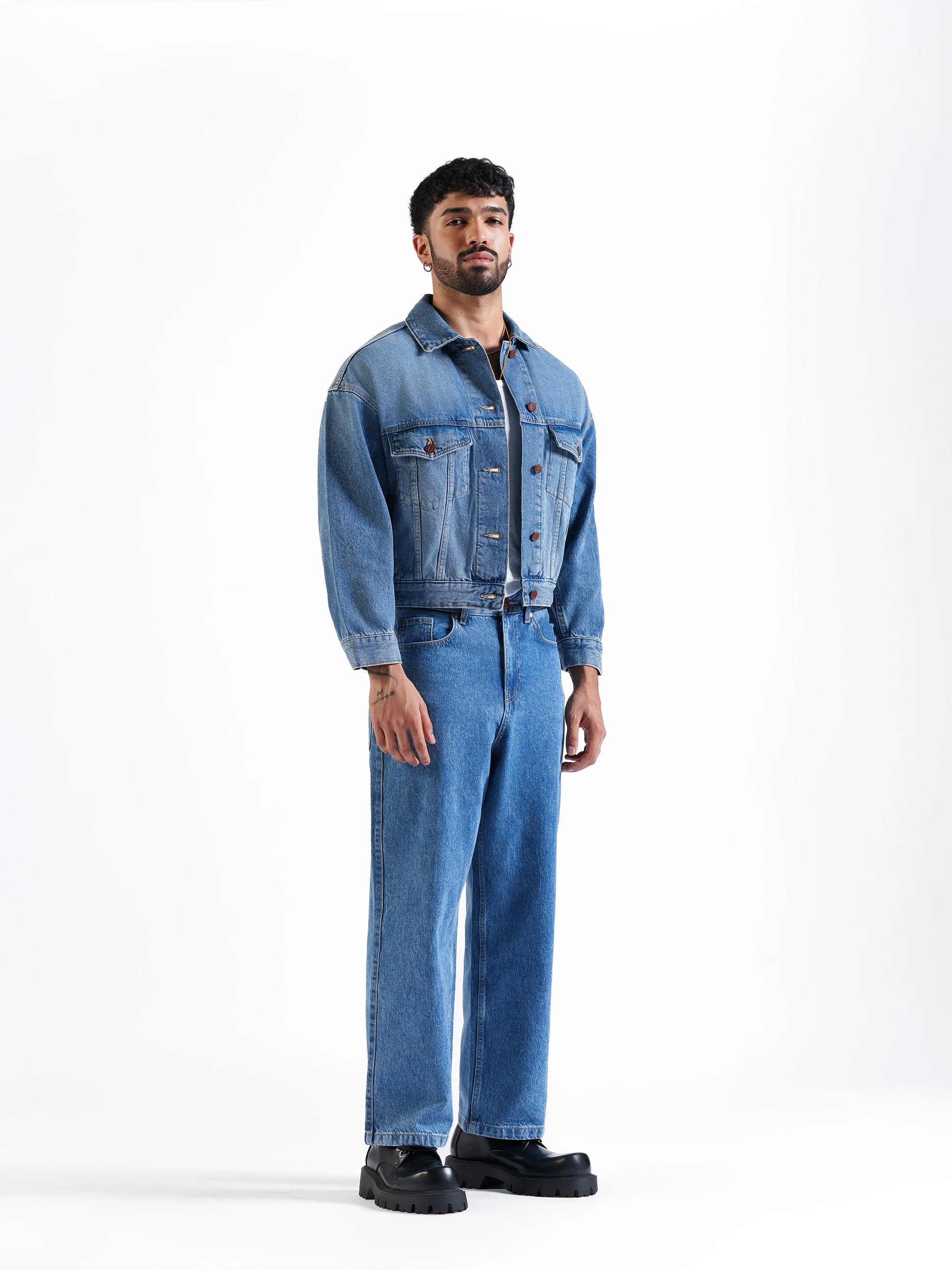 Straight Baggy Jeans Mid-Blue