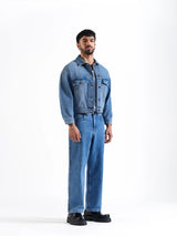 Basic Straight Jeans Mid-Blue
