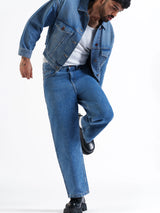 Basic Straight Jeans Mid-Blue