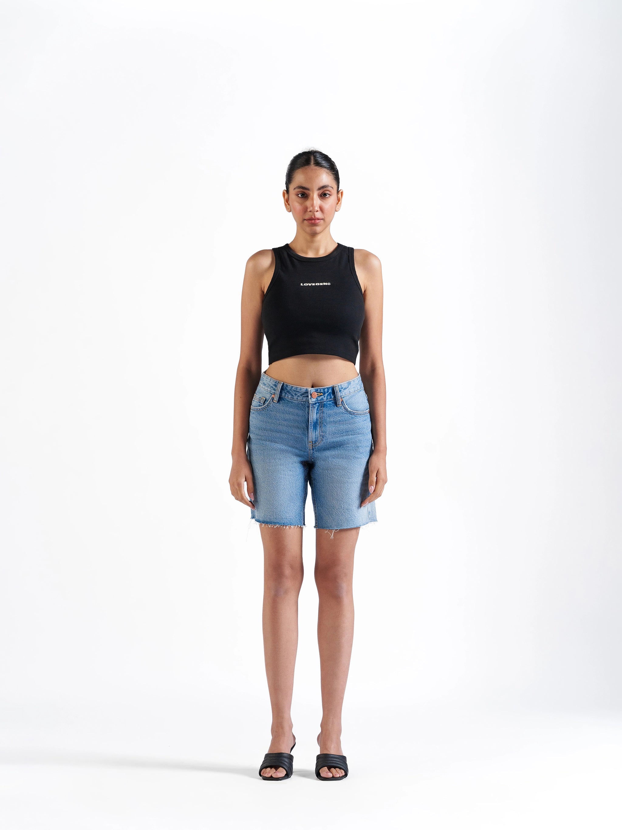 Basic Denim Shorts Dark grey