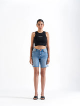 Basic Denim Shorts Dark grey