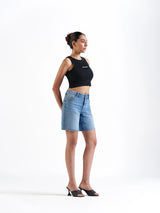 Basic Denim Shorts Dark grey