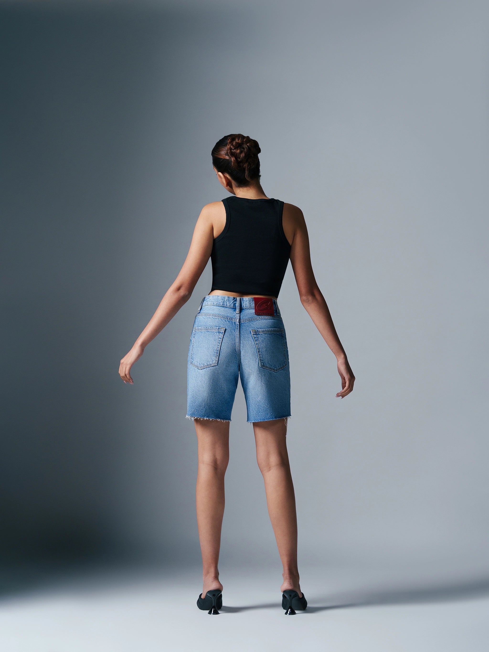 Basic Denim Shorts Dark grey