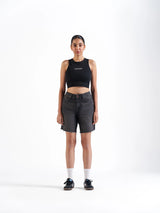 Basic Denim Shorts Dark grey