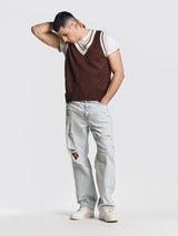 UNISEX SLEEVELESS VEST BROWN