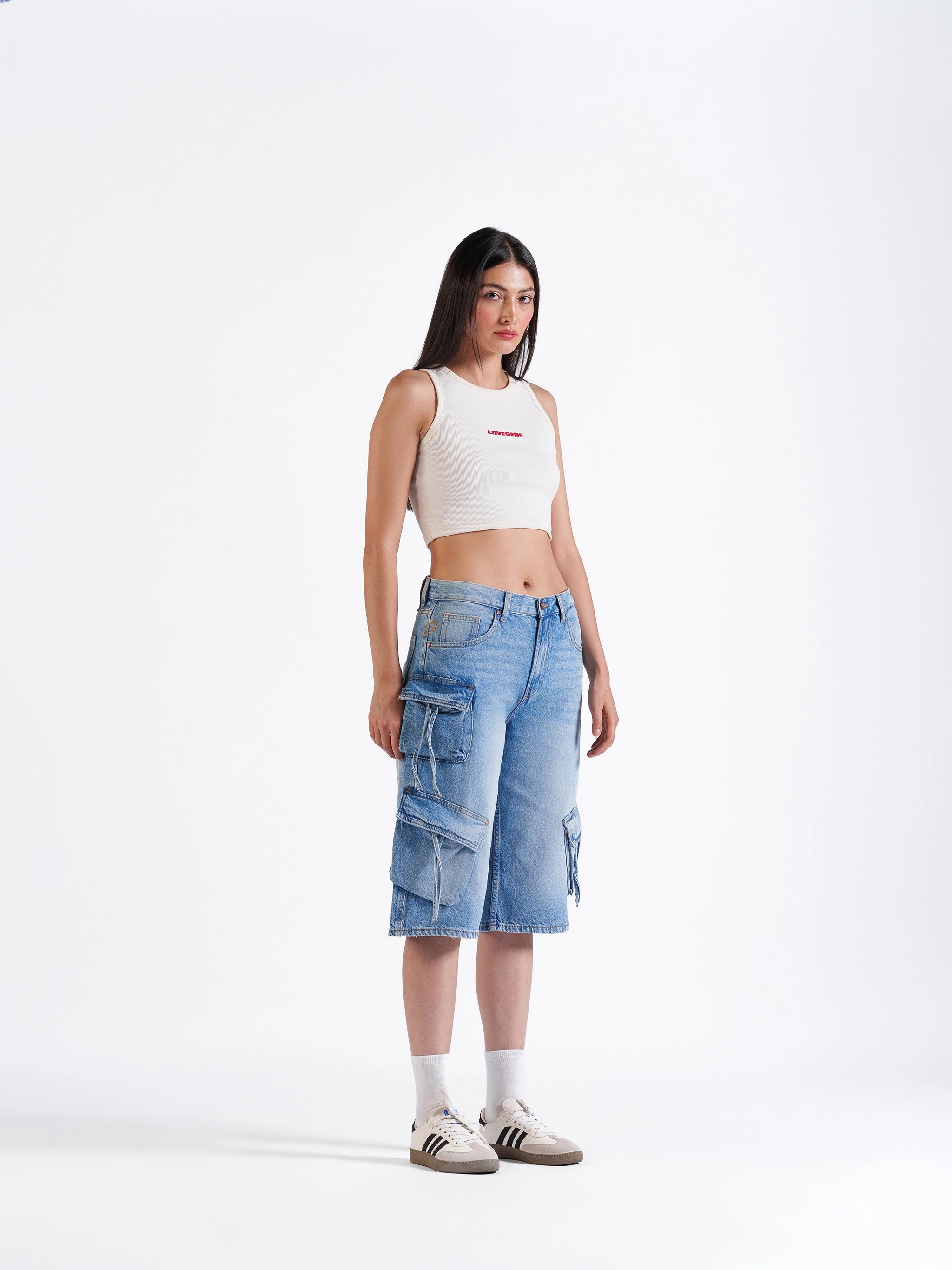 Utility Cargo Jorts Mid Blue