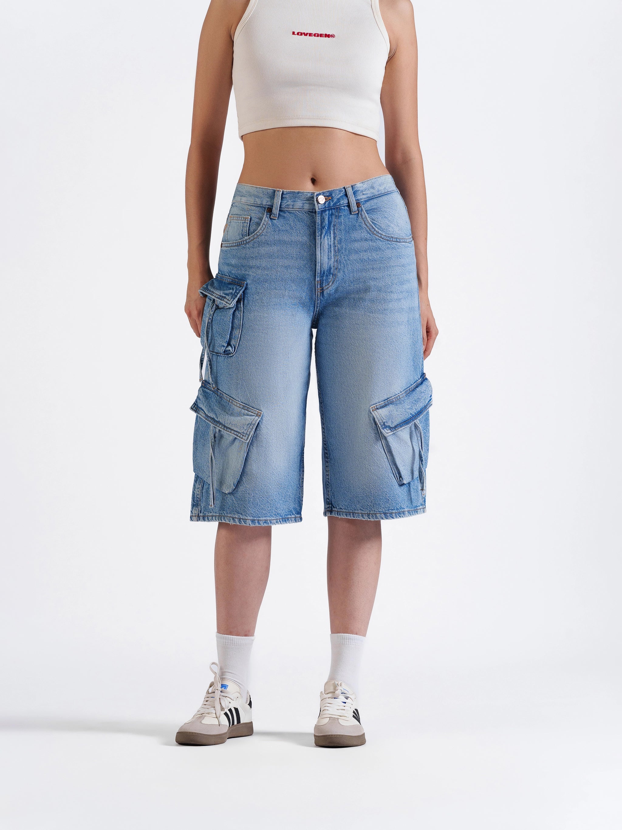 Utility Cargo Jorts Mid Blue