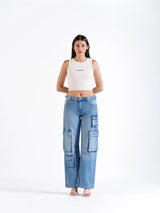 Utility Straight Cargos Mid Blue