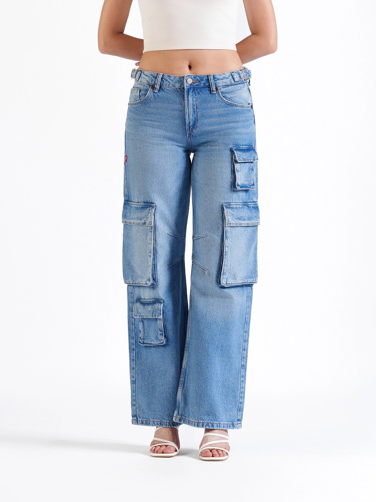 Utility Straight Cargos Mid Blue