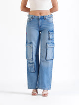 Utility Straight Cargos Mid Blue