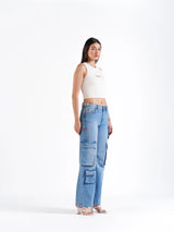 Utility Straight Cargos Mid Blue