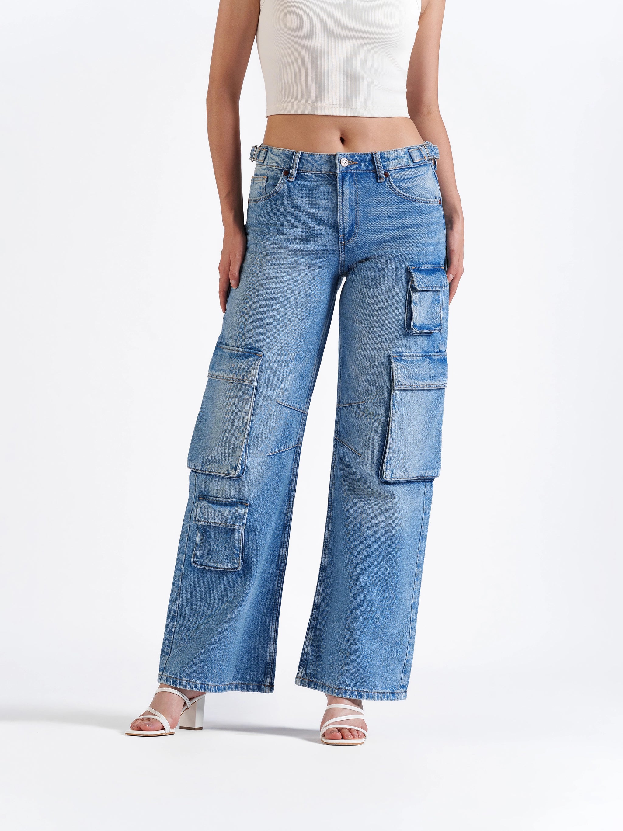 Utility Straight Cargos Mid Blue