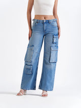 Utility Straight Cargos Mid Blue