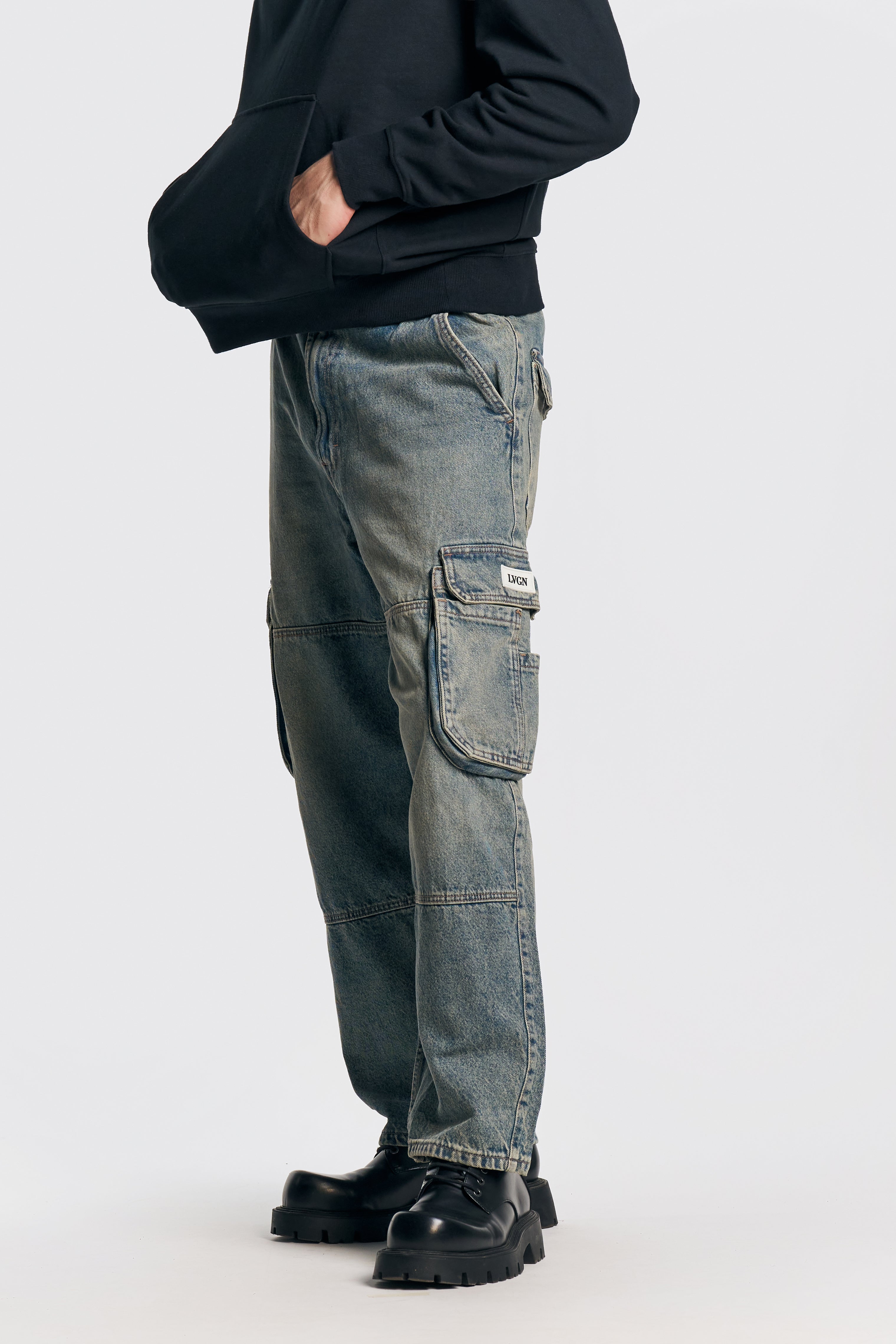 UNISEX ZIPO SKATER FIT JEANS MID BLUE