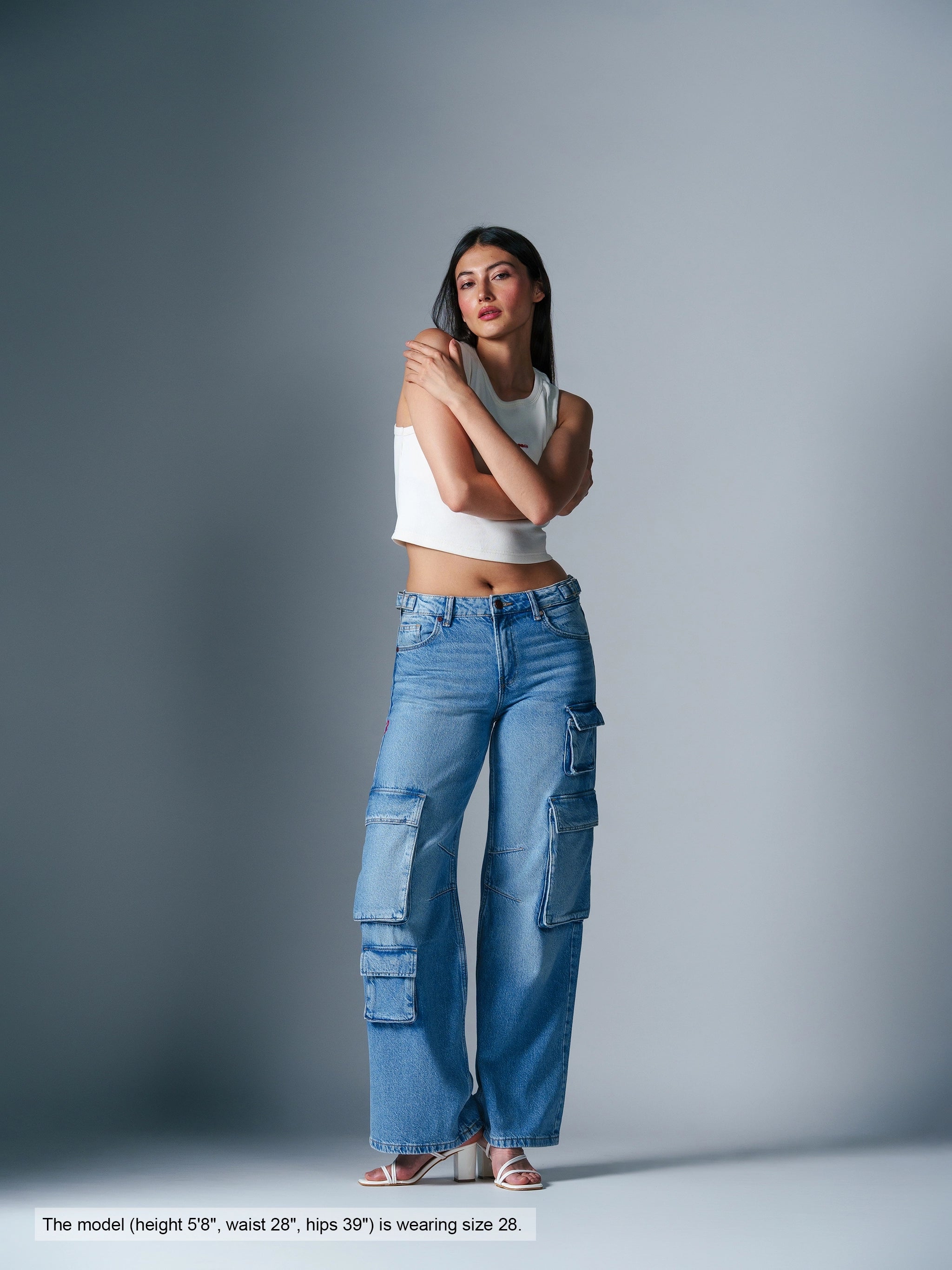 Utility Straight Cargos Mid Blue