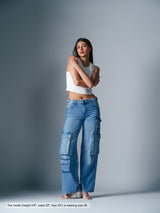 Utility Straight Cargos Mid Blue