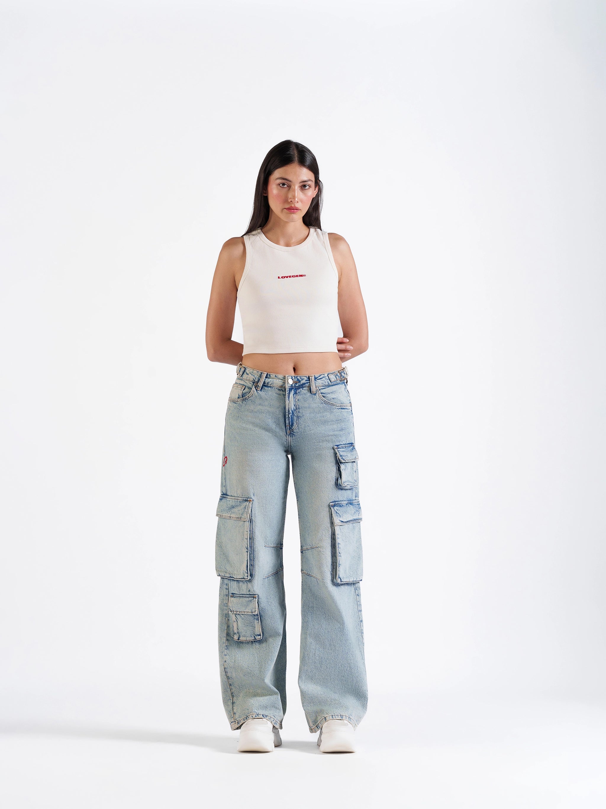 Utility Straight Cargos Light Blue