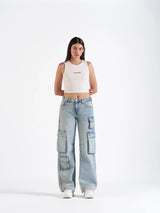 Utility Straight Cargos Light Blue