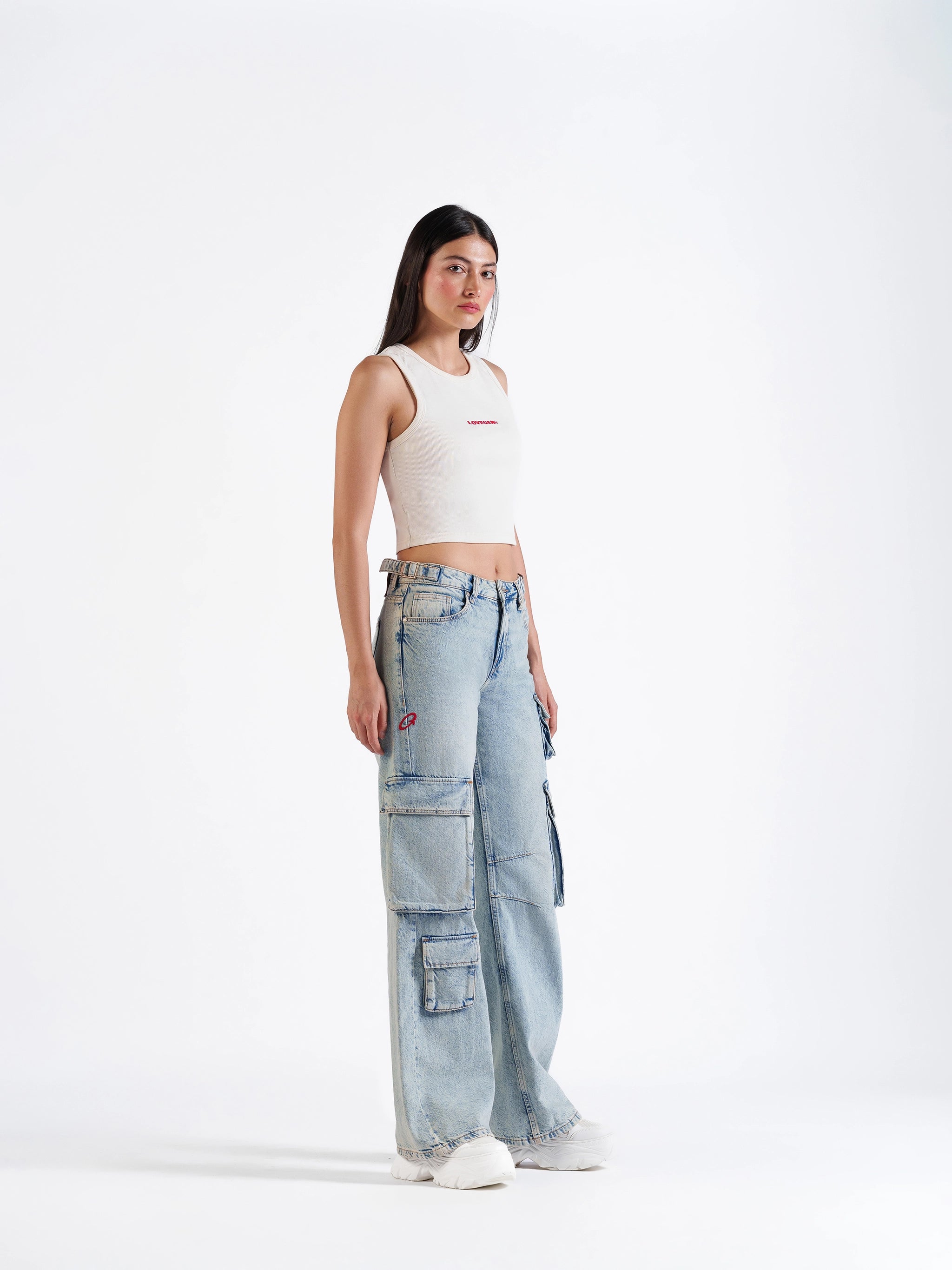 Utility Straight Cargos Light Blue