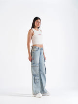 Utility Straight Cargos Light Blue