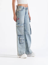 Utility Straight Cargos Light Blue