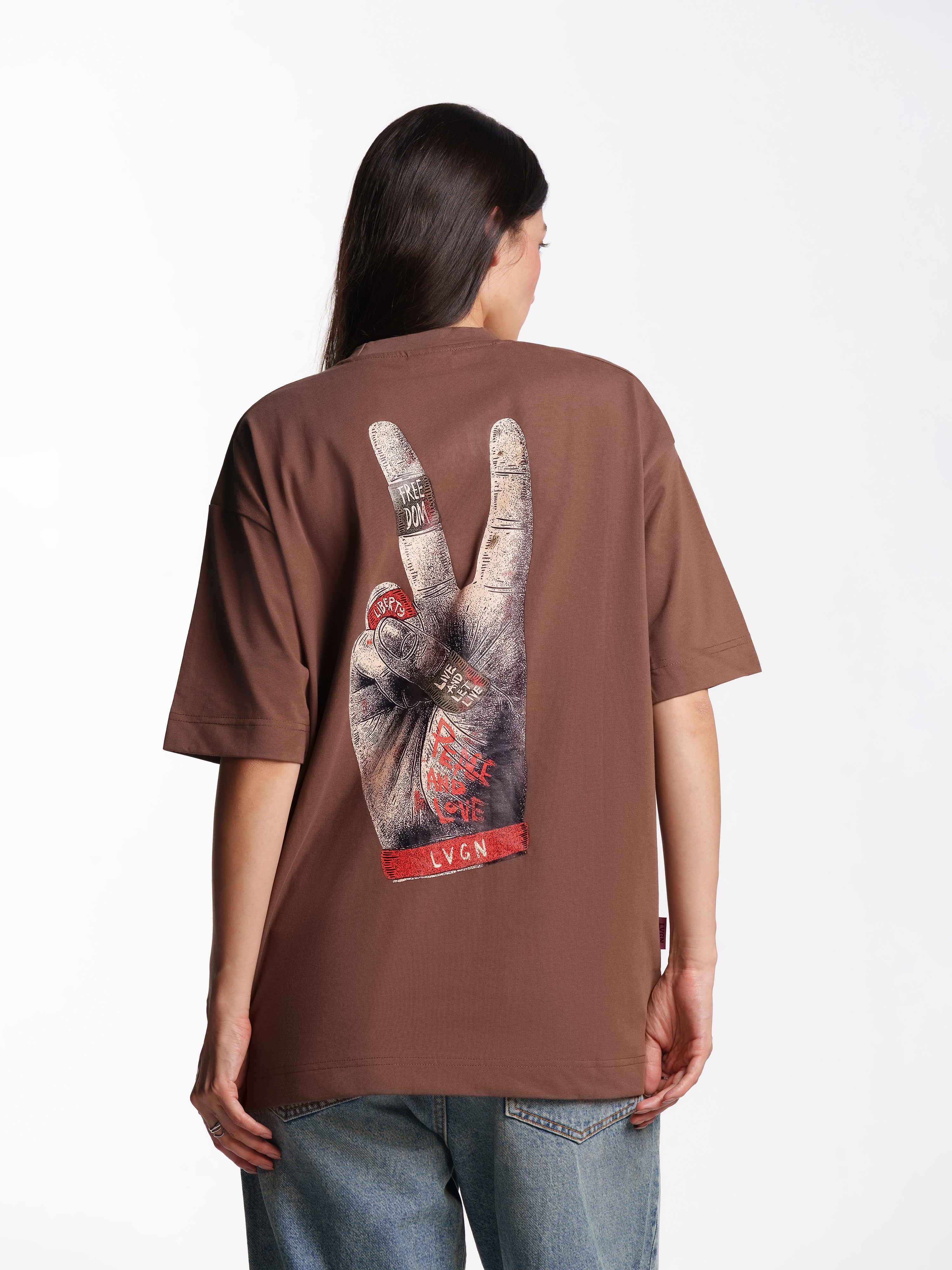 UNISEX PEACE TEE BROWN