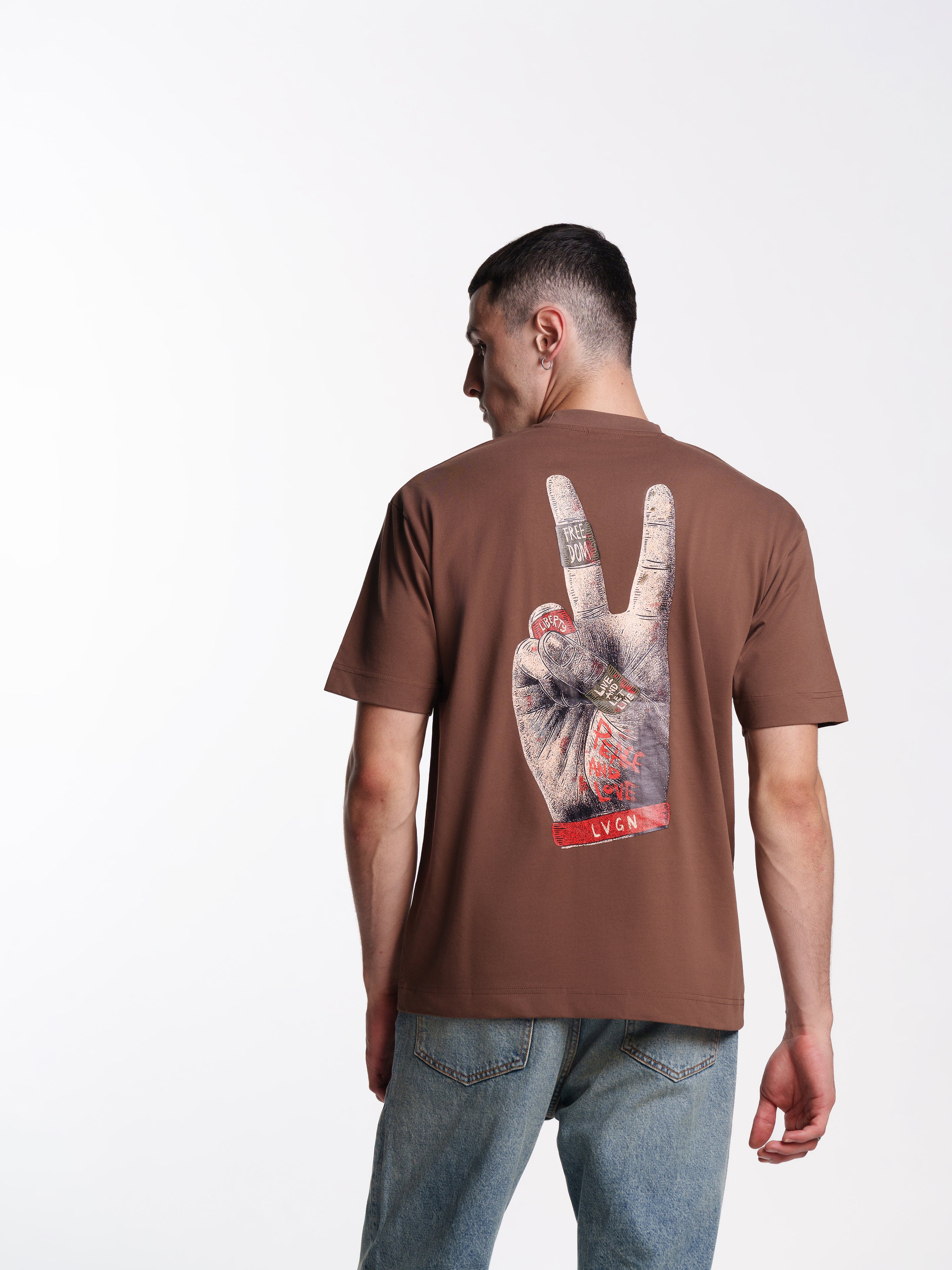 UNISEX PEACE TEE BROWN