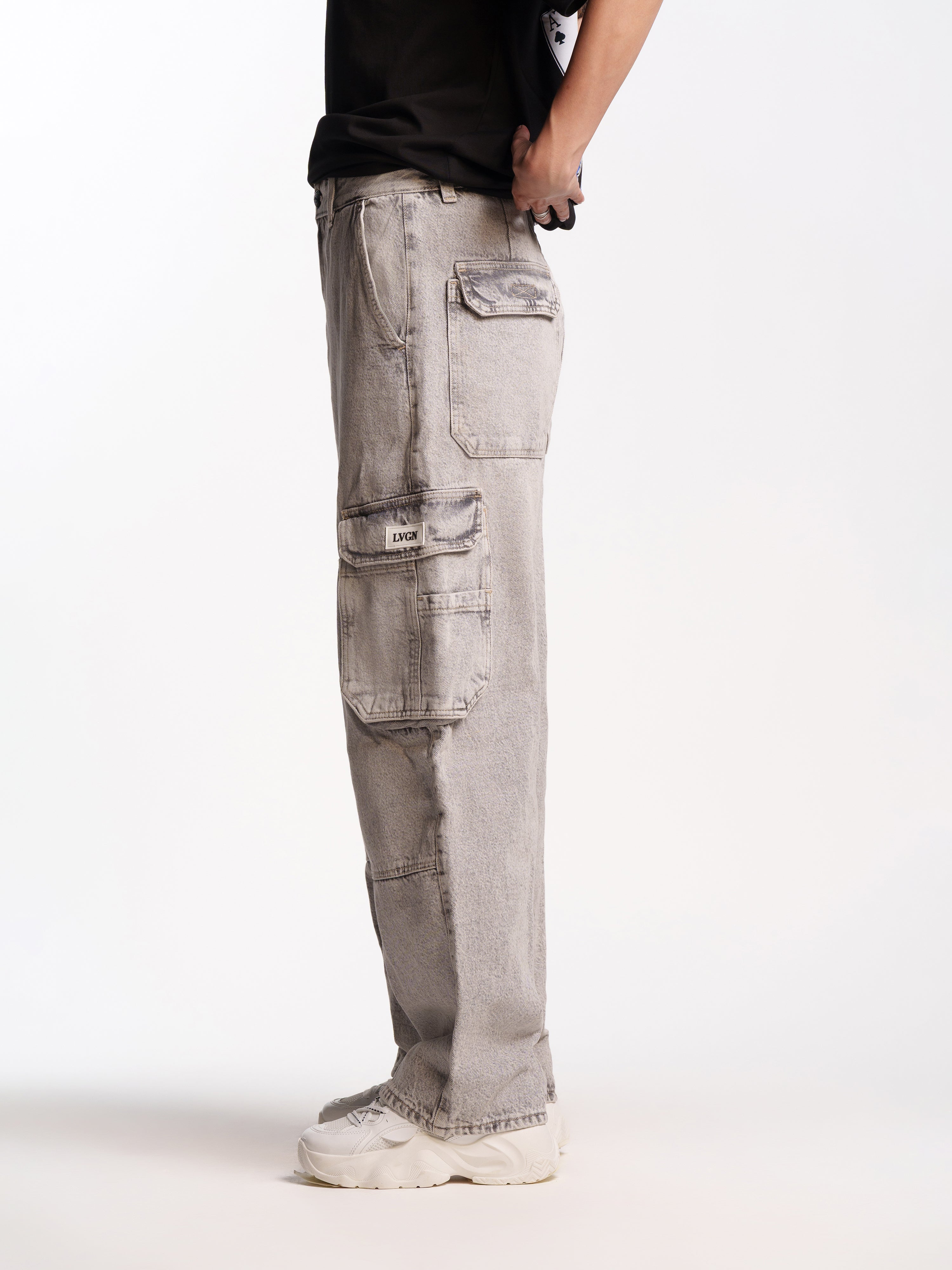 UNISEX ZIPO SKATER FIT JEANS GREY