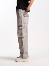 UNISEX ZIPO SKATER FIT JEANS GREY