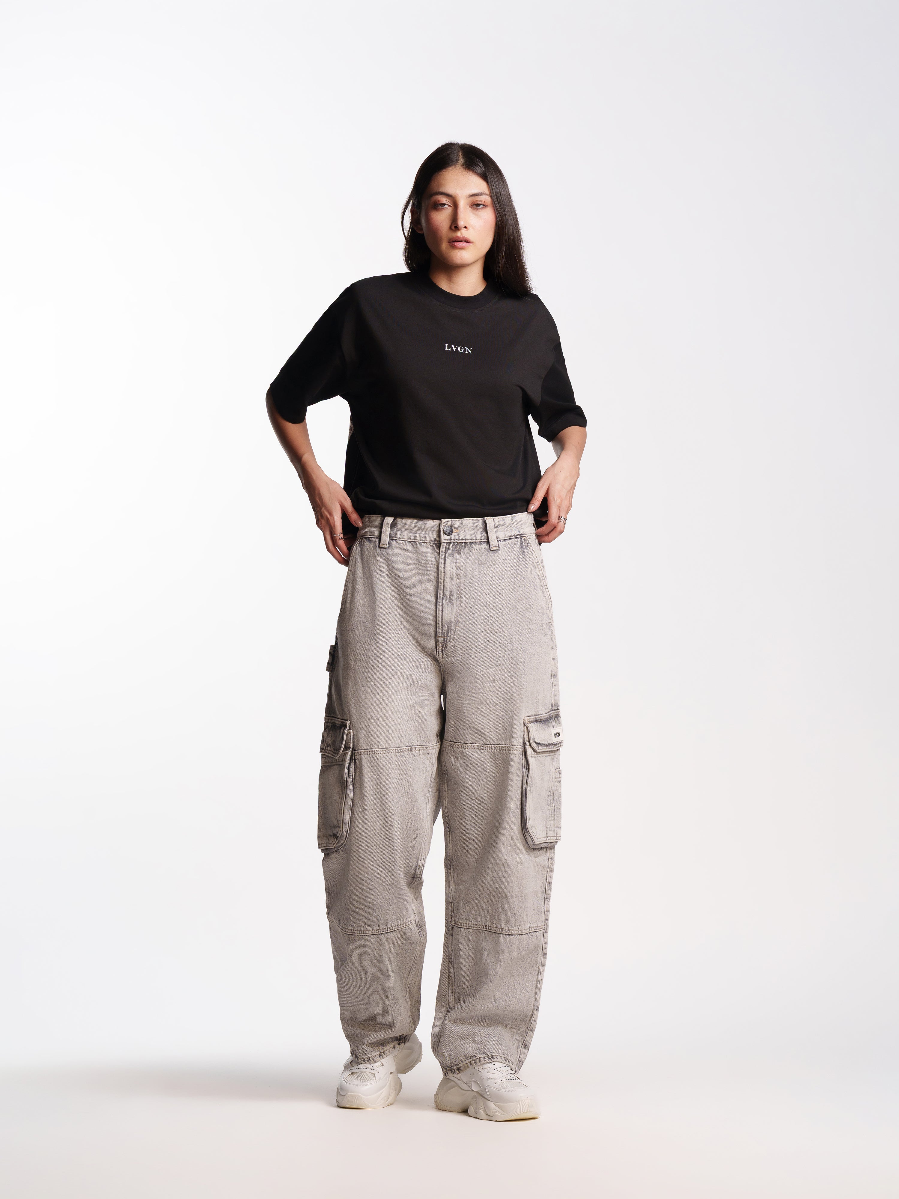 UNISEX ZIPO SKATER FIT JEANS GREY