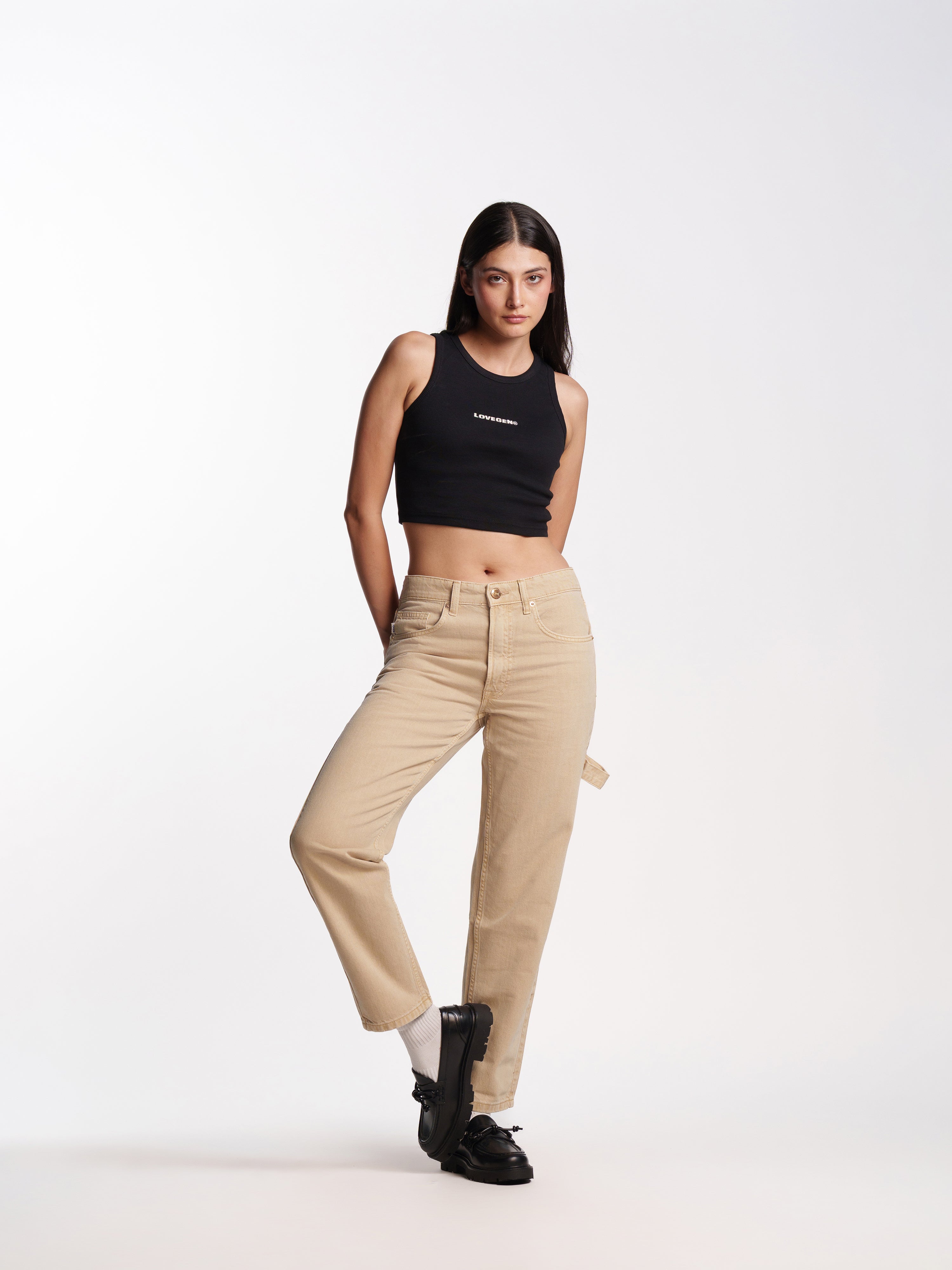 UNISEX TOM VINTAGE STRAIGHT FIT JEANS KHAKI