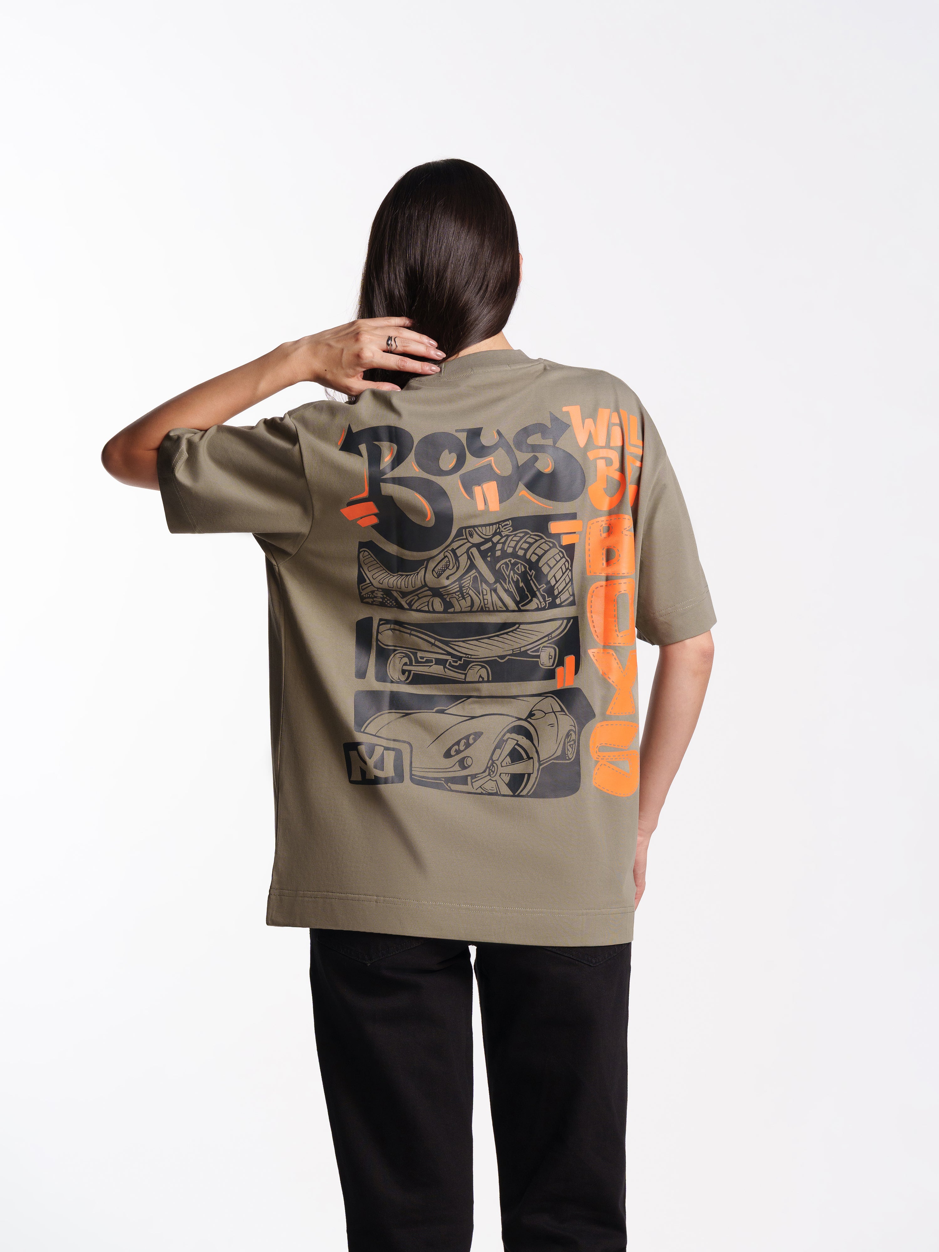 UNISEX BOYS WILL BE BOYS ARMY GREEN