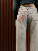 Women's Straight Wide Jeans Grey