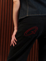 Women's Straight Wide Jeans Black