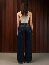 Wide Leg Cross-over Waist Jeans Rinse