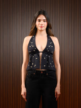 EYELET TOP BLACK