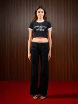 Women's Straight Wide Jeans Black