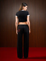 Women's Straight Wide Jeans Black