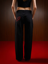 Women's Straight Wide Jeans Black