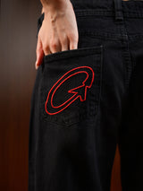 Women's Straight Wide Jeans Black