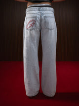 Women's Straight Wide Jeans Light Blue