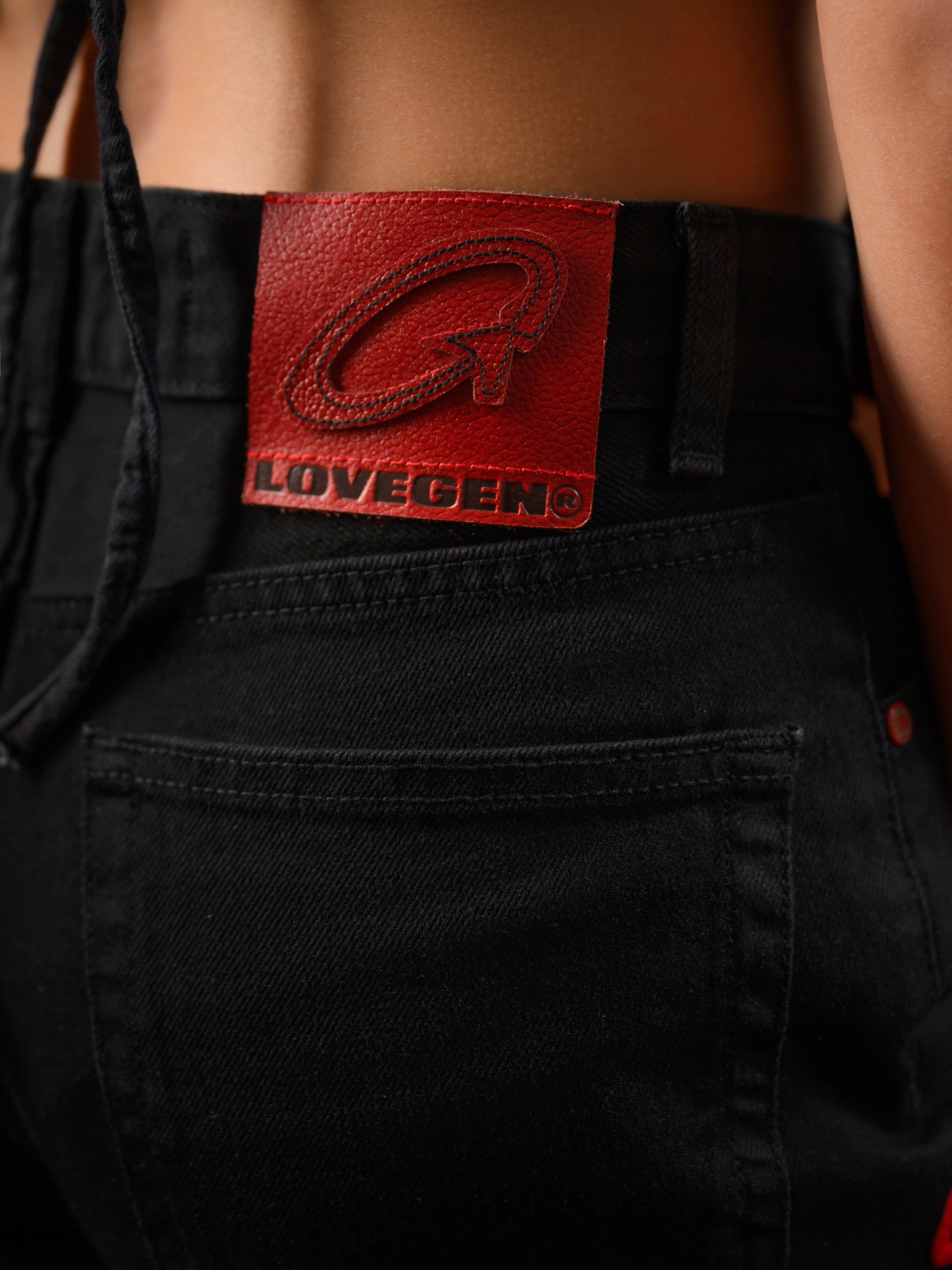 WOMEN'S FRAYED STRAIGHT JEANS BLACK