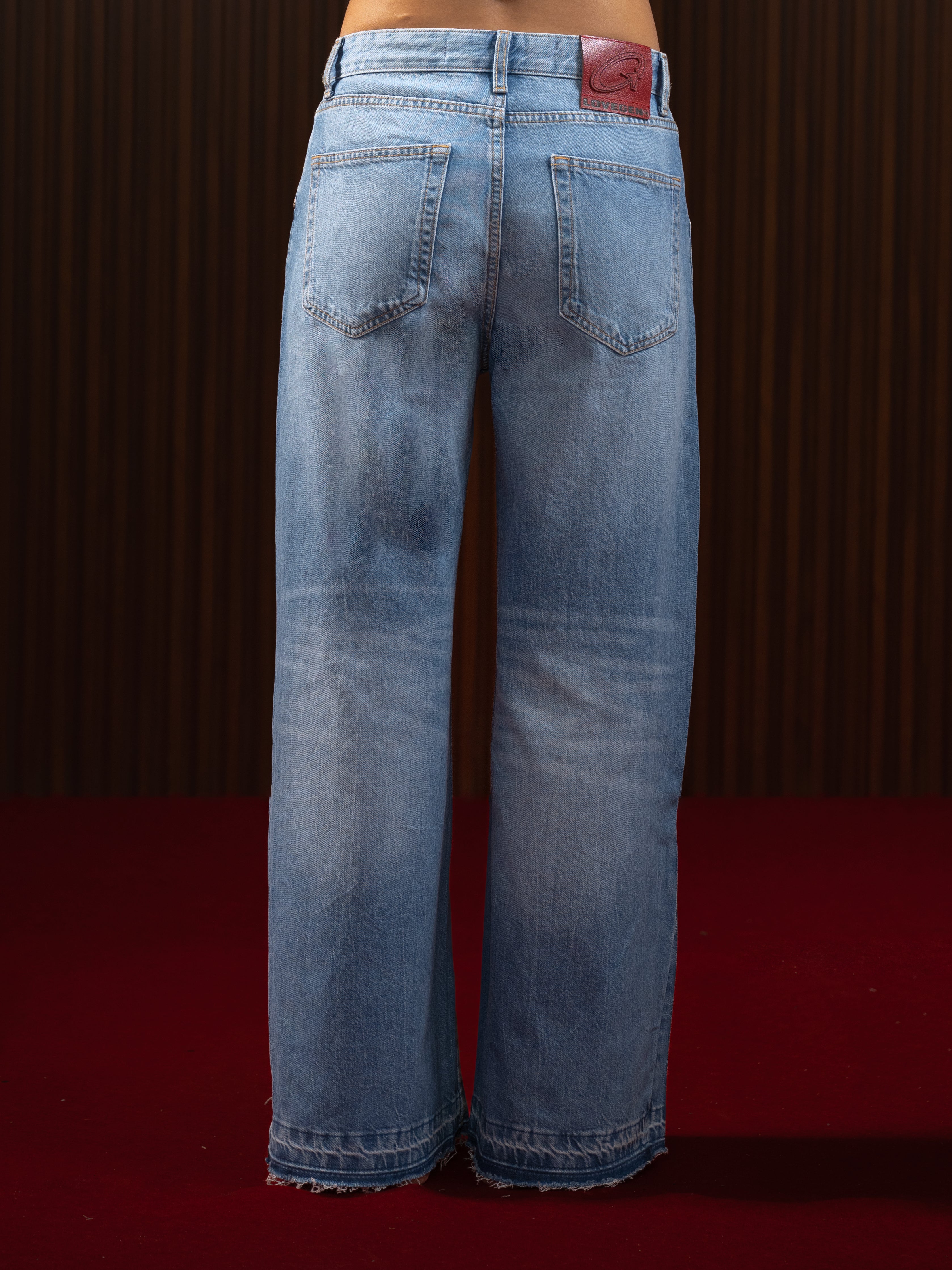 WOMEN'S FLARED WIDE LEG JEANS MID BLUE