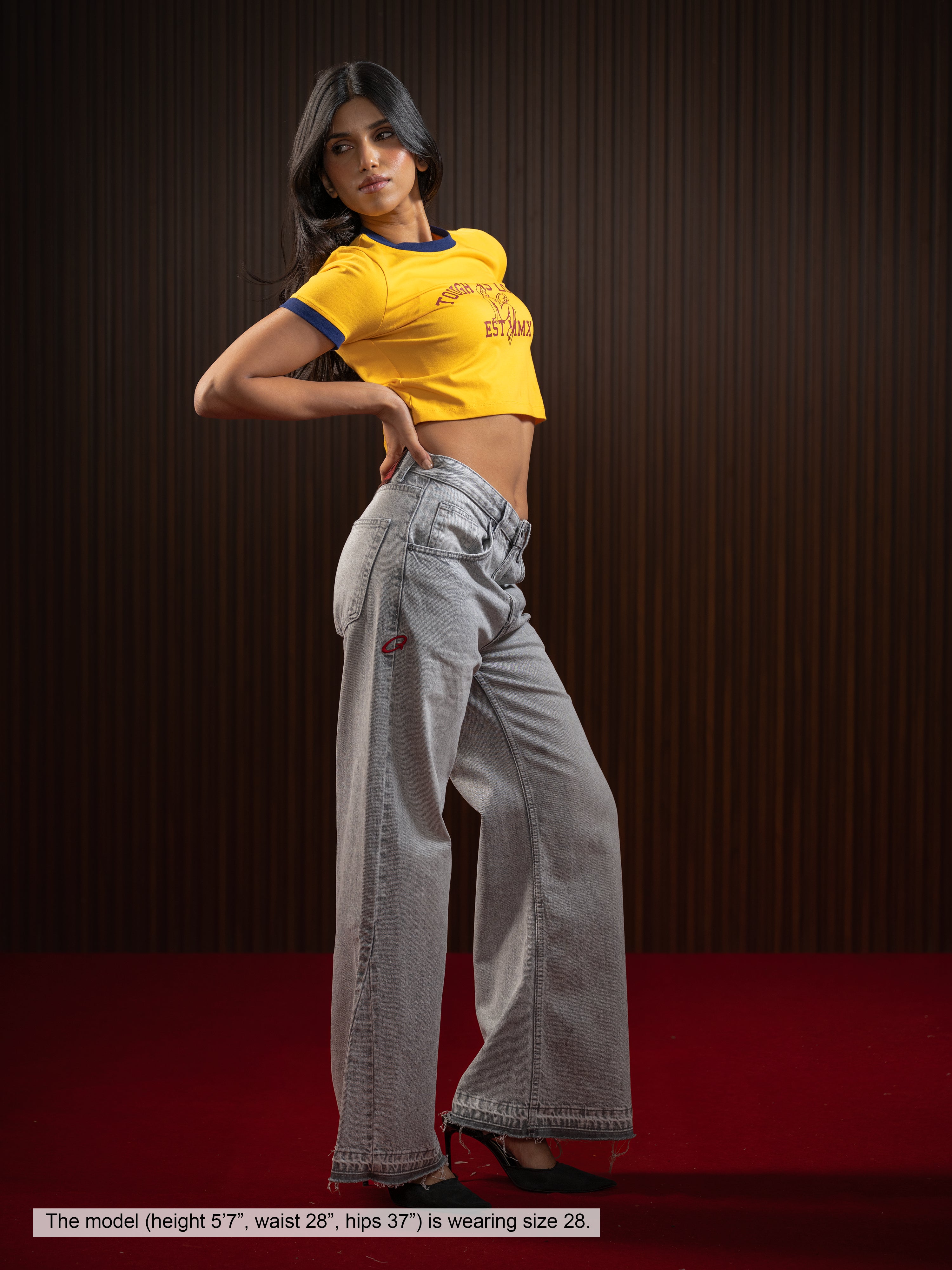 WOMEN'S FLARED WIDE LEG JEANS GREY